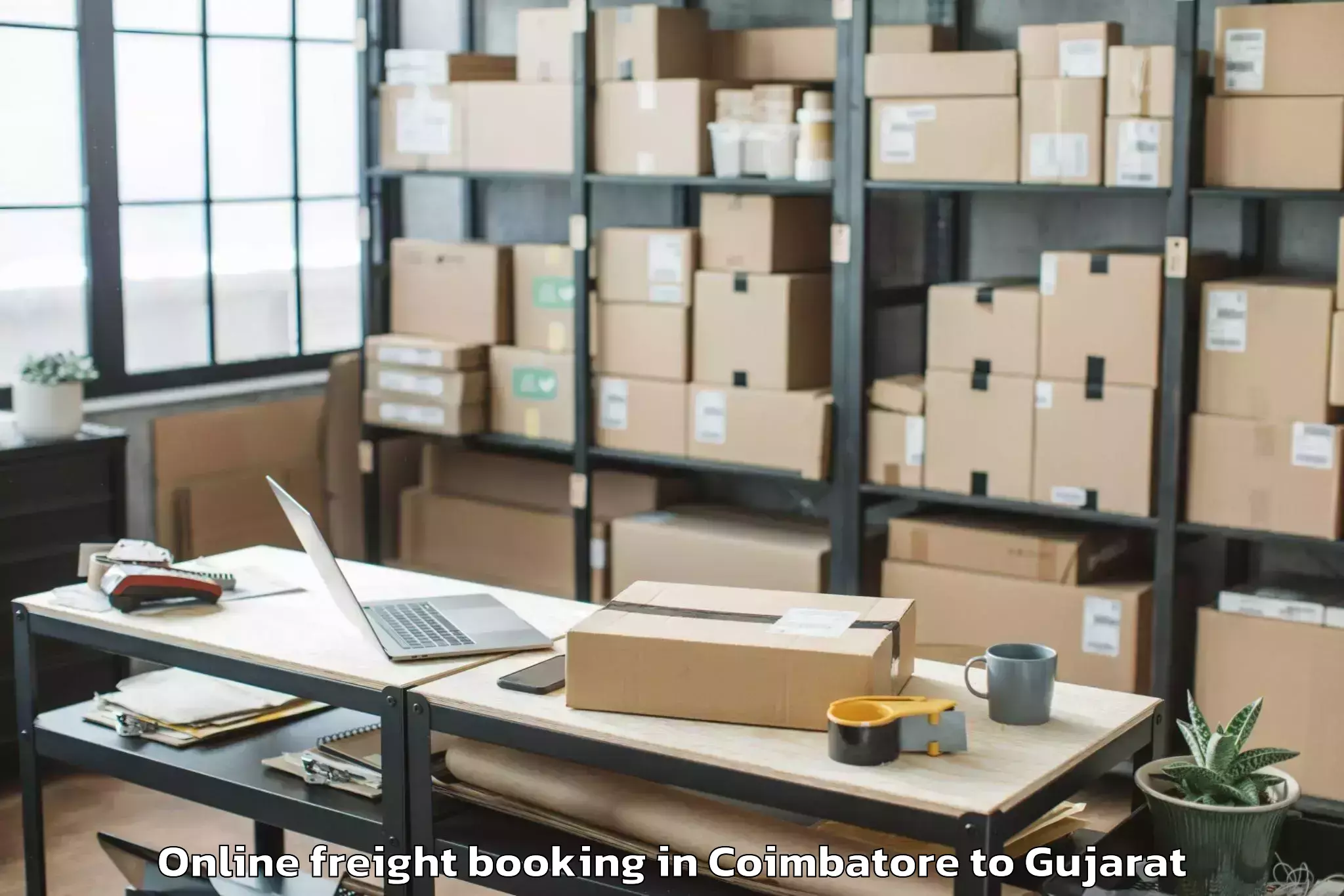 Top Coimbatore to Jhagadia Online Freight Booking Available